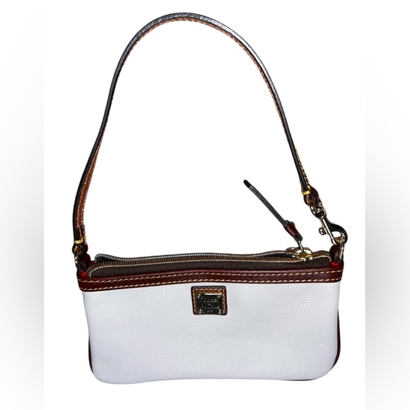 {Dooney & Bourke Cream & Brown Leather Wristlet Convertible Strap} - Picture 2 of 10